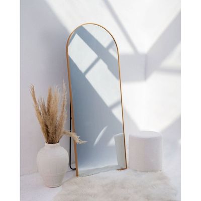 Gold Arch Aluminum Full Length Mirror with Stand 