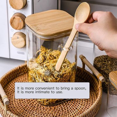 1CHASE® Borosilicate Glass Food Storage Jar with Bamboo Lid and Spoon 1000 ML
