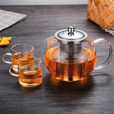 1CHASE® Borosiliate Glass Teapot With Stainless Steel Infuser and Lid 1300 ML