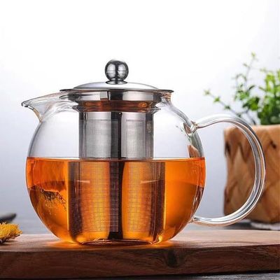 1CHASE® Borosiliate Glass Teapot With Stainless Steel Infuser and Lid 1300 ML