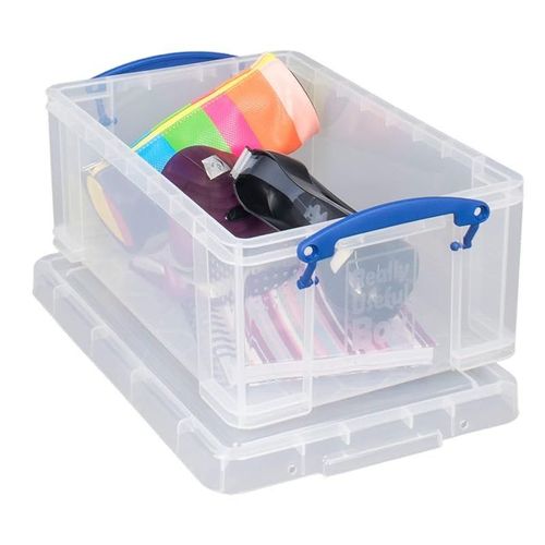 Really Useful 9 Litre Plastic Storage Box - Clear, Standard Packaging