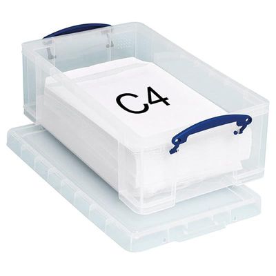 Really Useful Storage Box Plastic Lightweight Robust Stackable, 12 Litre - Clear