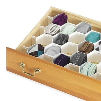 Whitmor Honeycomb Drawer Organizer, White, One Size