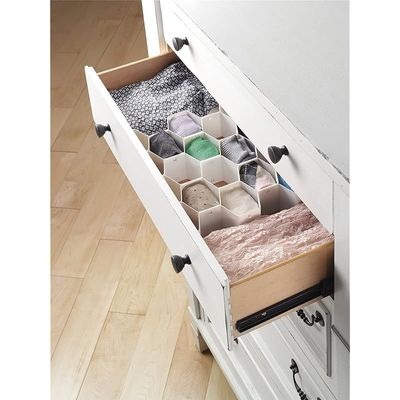 Whitmor Honeycomb Drawer Organizer, White, One Size