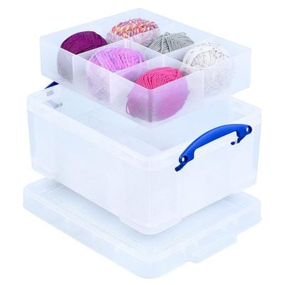 Really Useful 21 Liter Plastic Box &amp; 2 Trays Clear