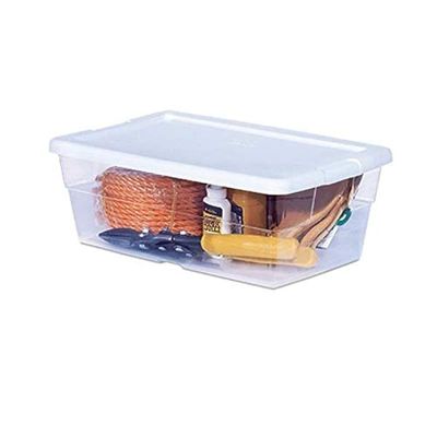 Sterilite Plastic 6 Quart Storage Box With Lid, White/Clear