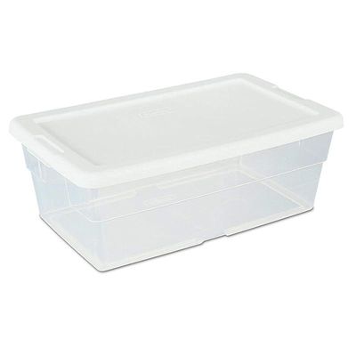 Sterilite Plastic 6 Quart Storage Box With Lid, White/Clear