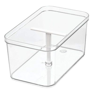 Interdesign Crisp Deep Drawer Bin with T Handle, Clear/Matte White transparent clear