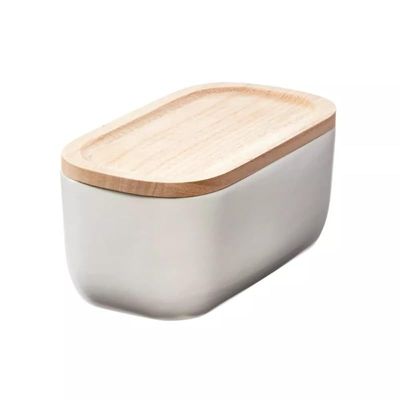 iDesign Eco Office Ceramic Bin with Lid, White