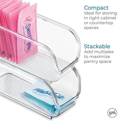 Idesign Linus Bpa-Free Plastic Sugar Packet Organizer - 2.25" X 4.5" X 2", Clear