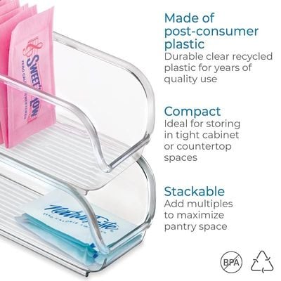 Idesign Linus Bpa-Free Plastic Sugar Packet Organizer - 2.25" X 4.5" X 2", Clear