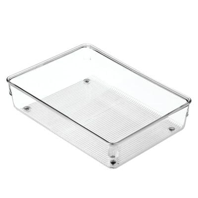 InterDesign Linus Organiser Tray, Large Plastic Drawer Insert, Works Well as Accessories Organiser, Clear