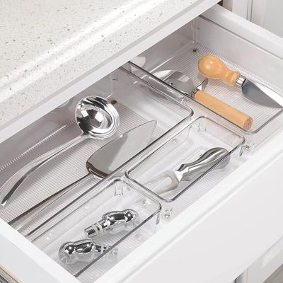 InterDesign Linus Organiser Tray, Large Plastic Drawer Insert, Works Well as Accessories Organiser, Clear