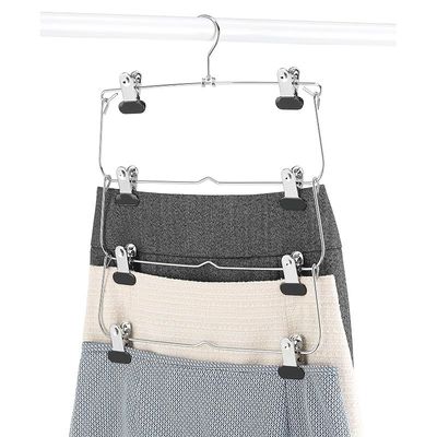 Whitmor 4-Tier Folding Skirt Hanger Chrome/Black