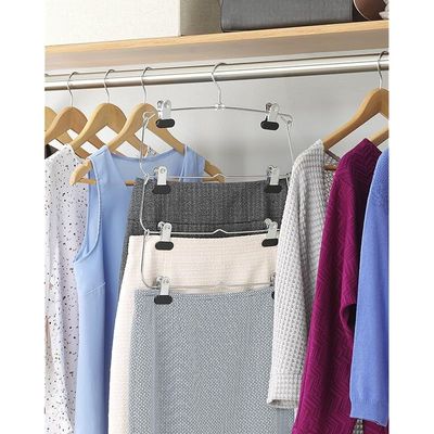 Whitmor 4-Tier Folding Skirt Hanger Chrome/Black