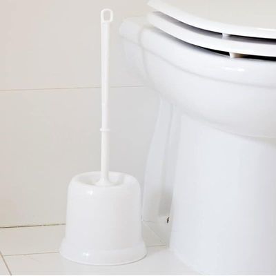 Addis Plastic Round Toilet Brush With Open Holder, White, 1 count, 202267