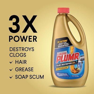 Liquid-Plumr Pro-Strength Clog Destroyer Gel With Pipeguard, Liquid Drain Cleaner - 32 Ounces