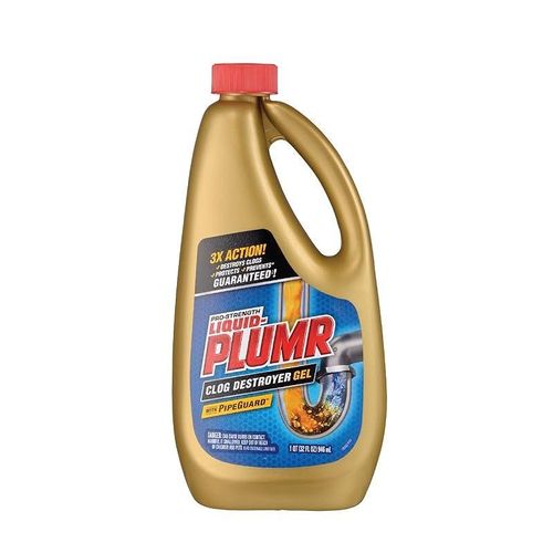 Liquid-Plumr Pro-Strength Clog Destroyer Gel With Pipeguard, Liquid Drain Cleaner - 32 Ounces