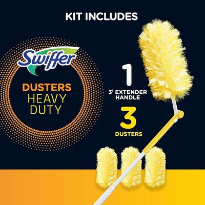 Swiffer 360 DUSters Extendable Handle Starter Kit, 3 Count DUSter Refill, Yellow, 44750
