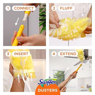 Swiffer 360 DUSters Extendable Handle Starter Kit, 3 Count DUSter Refill, Yellow, 44750