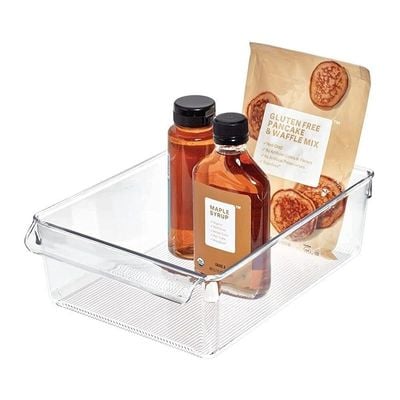 iDesign Linus Kitchen Organiser, Cupboard Storage Unit for Condiments and Food Storage, Plastic, Clear, Large