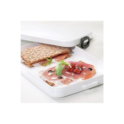 Mepal ‚ Lunch Box Take a Break Flat ‚ White ‚ Capacity 800 ml ‚ Compartment Lunch Box ‚ Ideal for Meal Prep ‚ Sandwich Box - Dishwasher Safe