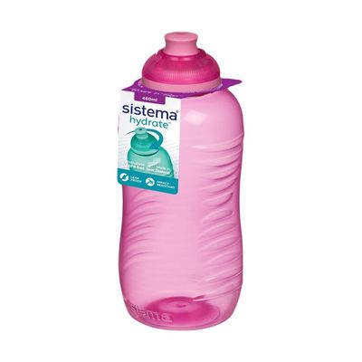Sistema 460ml Squeeze Bottle  Pink : Gym & Fitness Bottle   Leakproof & BPA Free Hydration   Safe & Reusable 