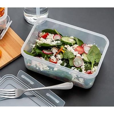 Addis Rectangular Clip and Close Food Storage Box, Clear, 2 Litre Capacity, 506370