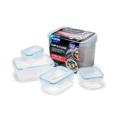 Addis Rectangular Clip and Close Food Storage Box, Clear, 2 Litre Capacity, 506370