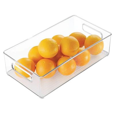 Idesign Plastic Portable Deep Storage Bin With Handles For Organizing Refrigerator, Freezer, Pantry, Bpa-Free,8" X 4" 14.5", Clear