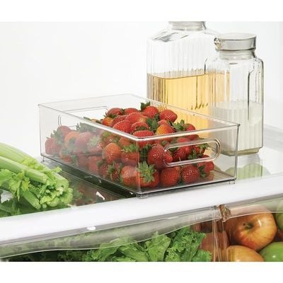 Idesign Plastic Portable Deep Storage Bin With Handles For Organizing Refrigerator, Freezer, Pantry, Bpa-Free,8" X 4" 14.5", Clear