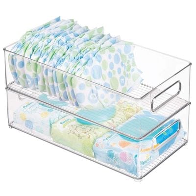 Idesign Plastic Portable Deep Storage Bin With Handles For Organizing Refrigerator, Freezer, Pantry, Bpa-Free,8" X 4" 14.5", Clear