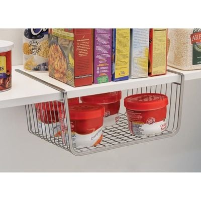 Idesign York Lyra Under Shelf Hanging Wire Storage Basket For Kitchen Pantry - Silver