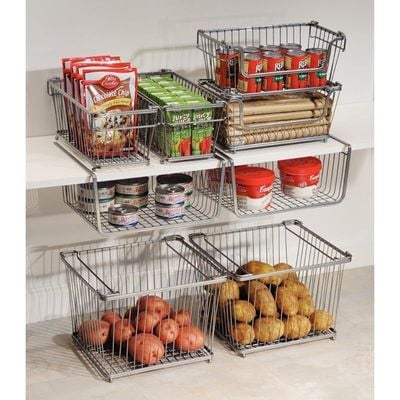 Idesign York Lyra Under Shelf Hanging Wire Storage Basket For Kitchen Pantry - Silver