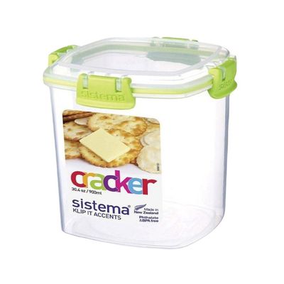 Sistema Klip It Plus 900ml Cracker storage box, stackable box, with easy locking clips, is microwave, Dishwasher safe and BPA Free.