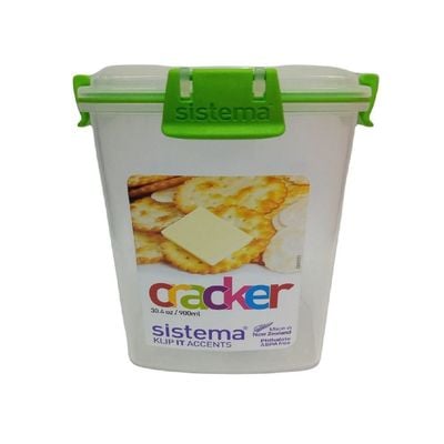 Sistema Klip It Plus 900ml Cracker storage box, stackable box, with easy locking clips, is microwave, Dishwasher safe and BPA Free.