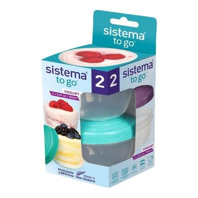 Sistema Yogurt To Go  2 Pack    Fun & Leakproof Yogurt Containers  150ml BPA Free & Stackable