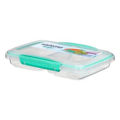 Sistema Small Split Kids Food Container  Green, 350ml : Leakproof Snacks   BPA Free & Reusable 