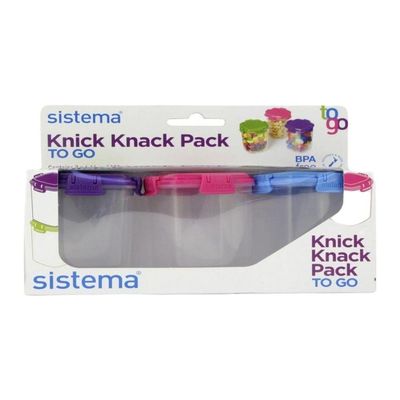 Sistema Medium Knick Knack pack of 3 To Go 138ml, are stackable and portable,, best to store your snacks and mints, Is Microwave, dishwasher safe and Phthlate & BPA Free