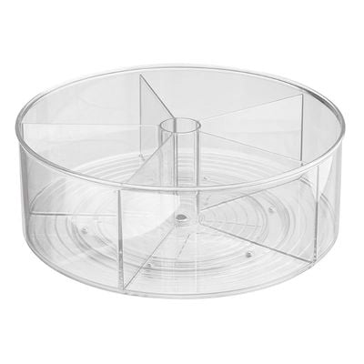 iDesign Linus Spice Carousel, Large Herb Rack for Storing Jars, Made of Plastic, Clear, 62430, 29 cm - 5 Compartments