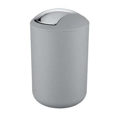 Wenko Swing Cover Bin Brasil, Plastic, Home And Bathroom Waste Trash Can, Lidded Dustbin, Lightweight &amp; Sturdy, 6.5 Litre, 19.5X19.5X31Cm, Grey