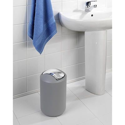Wenko Swing Cover Bin Brasil, Plastic, Home And Bathroom Waste Trash Can, Lidded Dustbin, Lightweight &amp; Sturdy, 6.5 Litre, 19.5X19.5X31Cm, Grey
