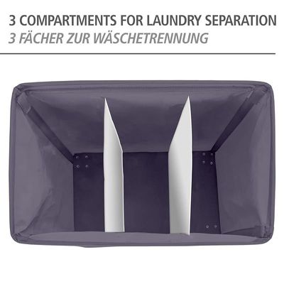Laundry Bin Trivo Grey, Laundry Basket, 116 L