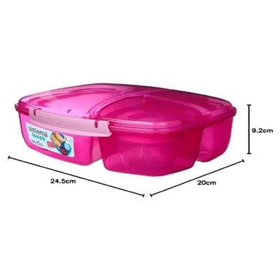 Sistema Lunch Cube Max With Yogurt Pot, 2L stackable food storage box, best for schools, work. Comes with 2 levels of storage, is microwave, Dishwasher safe & BPA Free, Pink