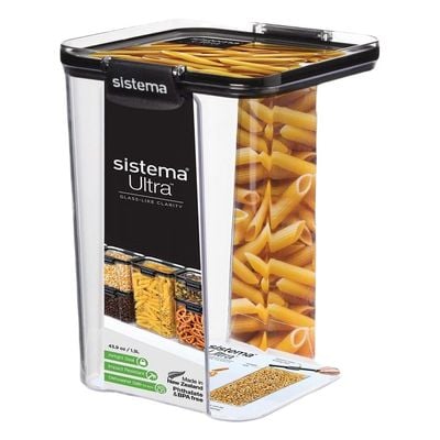 "Sistema 1.3L Tritan Square: Leakproof Food Storage   Microwave, Fridge & Top Rack Dishwasher Safe     BPA Free   pen_spark"