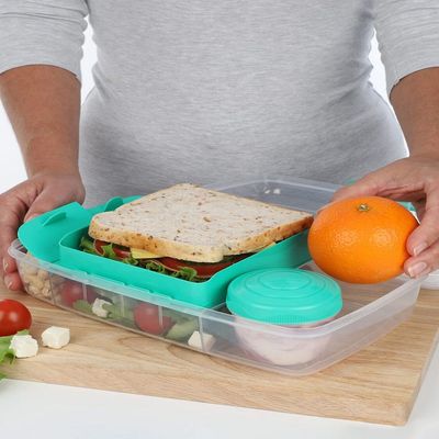 Sistema Bento  Lunch Box with Compartments 1.76L  Teal : Keep Food Fresh & Organized with BPA Free & Leakproof