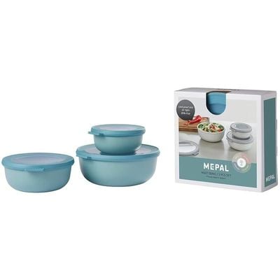 Mepal Cirqula Round Storage Bowl Set of 3 Pieces 350ML, 750ML, 1.25 Liter Nordic Green