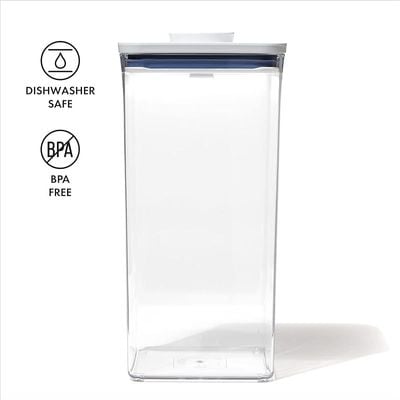 Oxo Good Grips Pop Container - Airtight Food Storage - 6.0 Qt For Bulk Food And More,Transparent,6.0 Qt - Square - Bulk Food