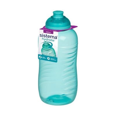 Sistema 460ml Squeeze Bottle  Green : Gym & Fitness Bottle   Leakproof & BPA Free Hydration   Safe & Reusable 