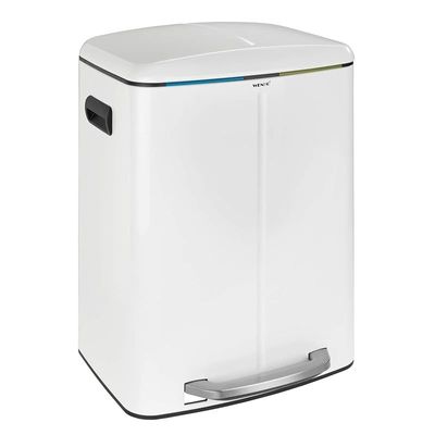 Wenko Pedal Bin Primo, Easy-Close, White 2 x 20 Liter